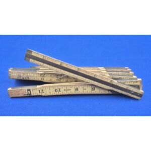 Vintage Yellow Millers Falls Wooden Folding Carpenters Extension Ruler 72"